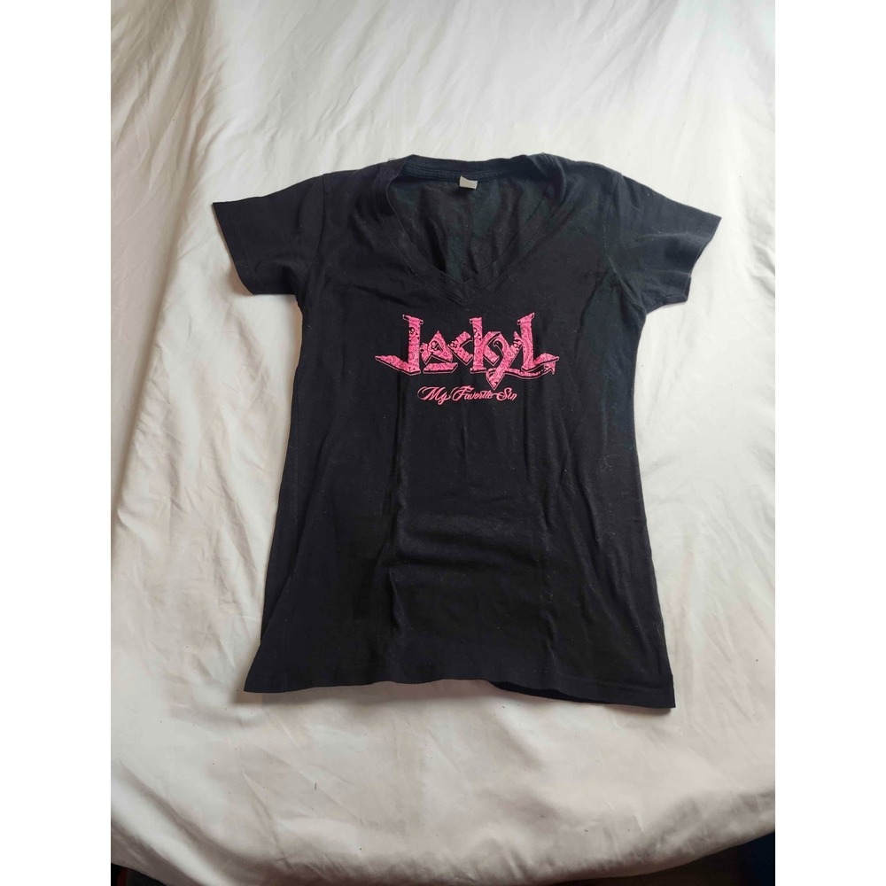 Jackyl My Favorite Sin Shirt Womens Large Black Tultex Short Sleeve V-Neck Music